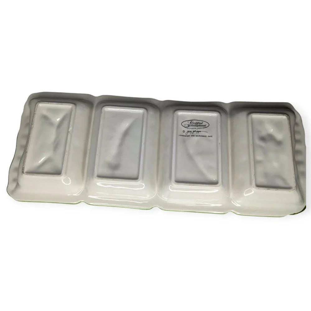 Certified International Judy Phipps Ceramic 4 Compartment Vegetable Platter
